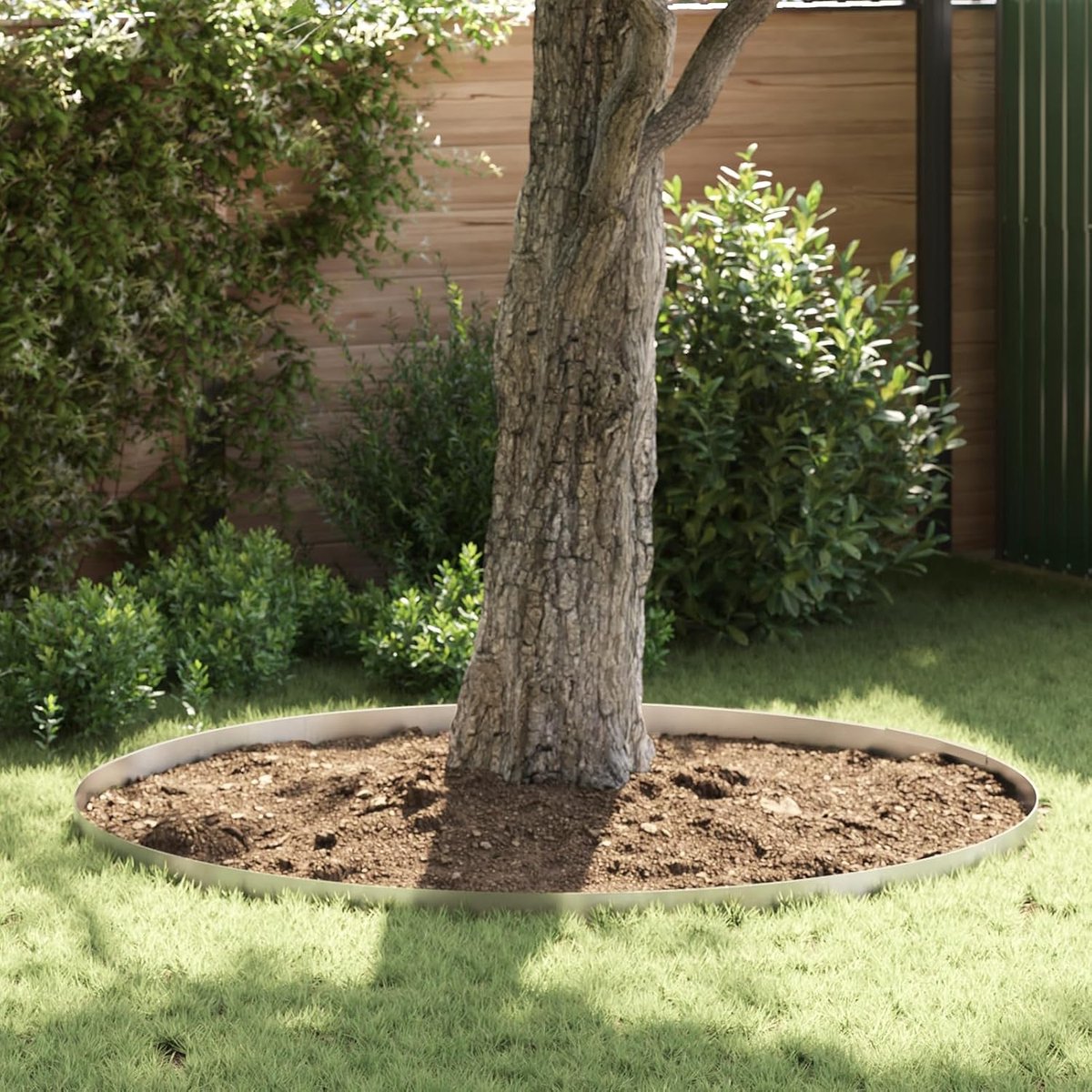 Gazonrand zilver 450 x 10 cm roestvrij staal, gazonrand bloembed behuizing voor tuinbed paden gazonrand voortuin 868016