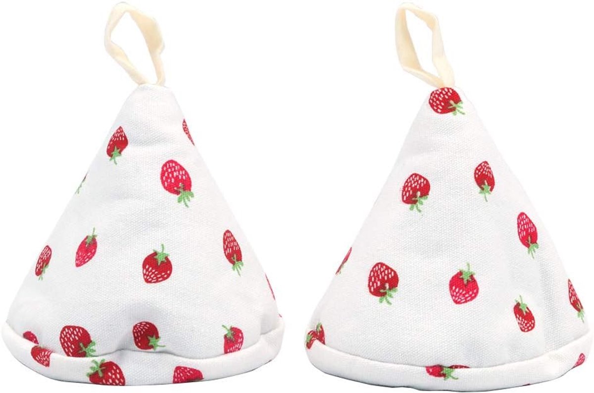 paar 4.3 "Handige Driehoek Leuke Katoenen Oven Handschoenen Voor Pot Deksel Handschoenen Anti Brandwonden Koken Bakpot Handvat Oven handschoenen - Aardbei