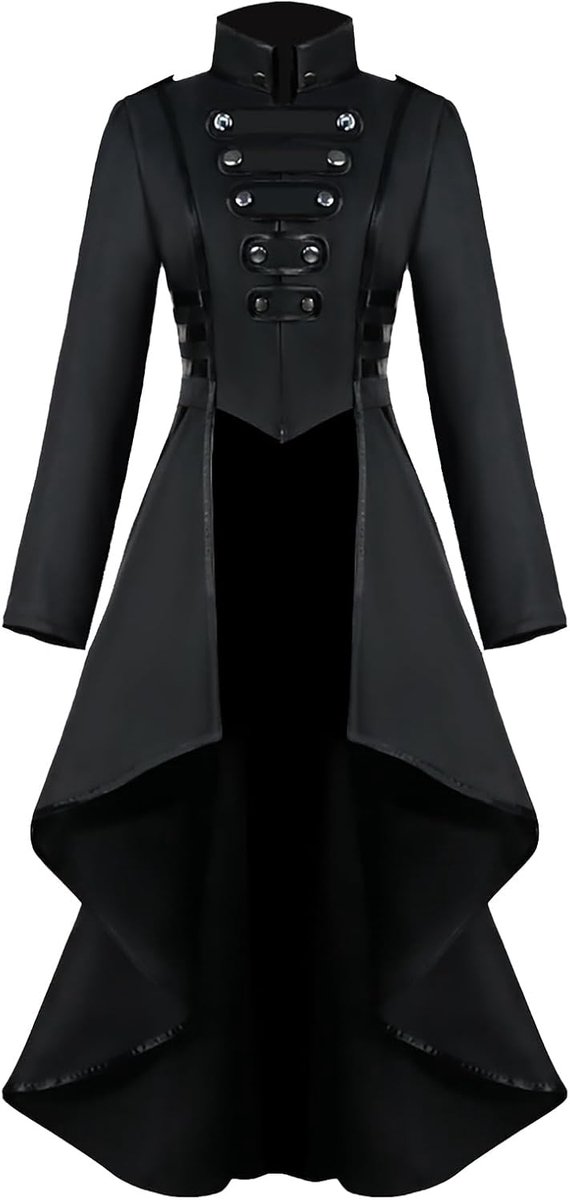 Jurk voor dames, gothic, steampunk-jurk, Halloween-kostuum, renaissance, vintage, retro, lange mouwen, damesjurk