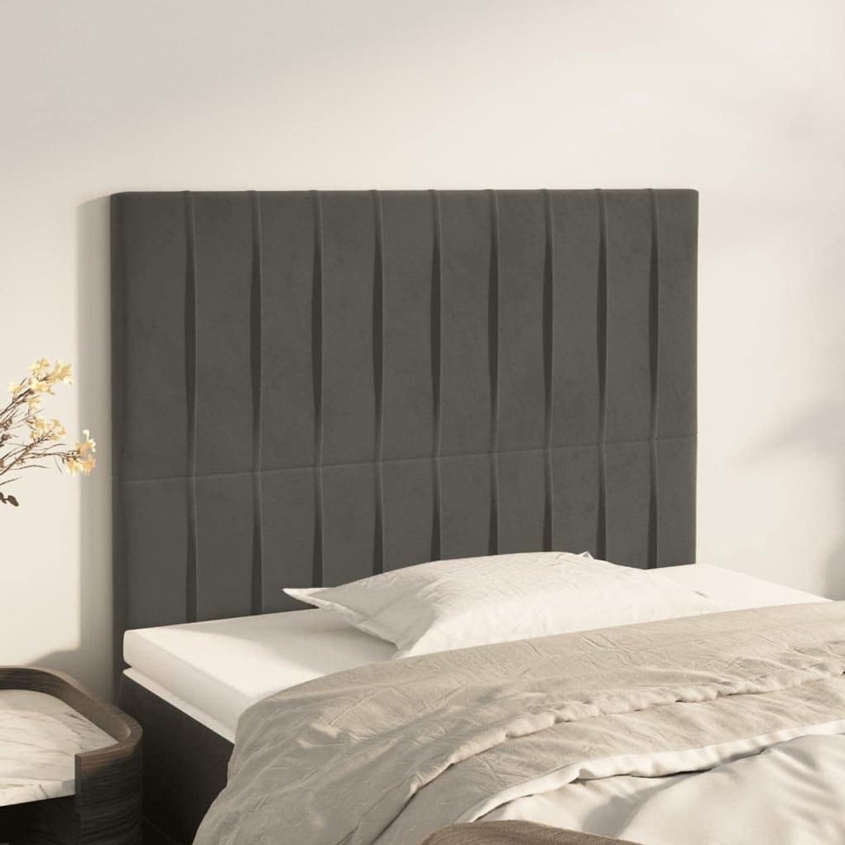 Hoofdsteunen 2 Stuks Donkergrijs 90 x 5 x 78/88 cm Fluwelen Hoofdsteun Slaapkamer Meubels Hotels