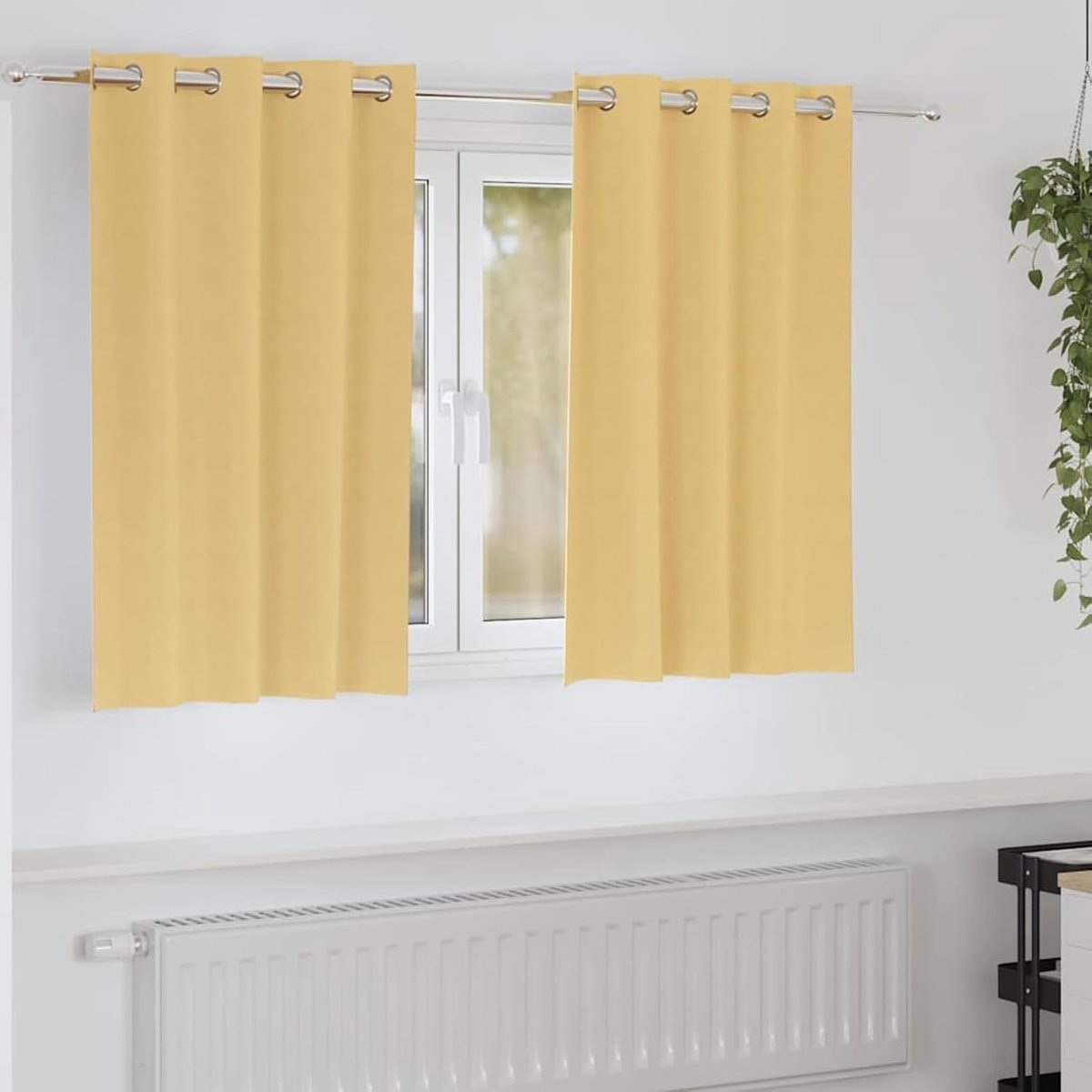 Gordijnen met gordijnen, 2 stuks, beige, 140 x 140 cm, polyester, inkijkbescherming, zonwering voor ramen, deuren, slaapkamer, woonkamer