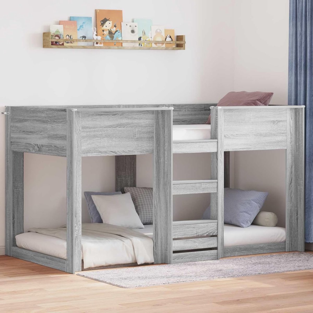 Hout Veilig Stapelbed Modern Grijs Sonoma 90 x 190 cm