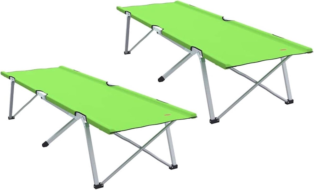 Opklapbaar slaapbed voor camping, 2 stuks, groen, 194 x 62,5 x 42,5 cm, logeerbed, campingbed, draagtas voor kantoor, camper, overnachting, reizen, tuin 42003126