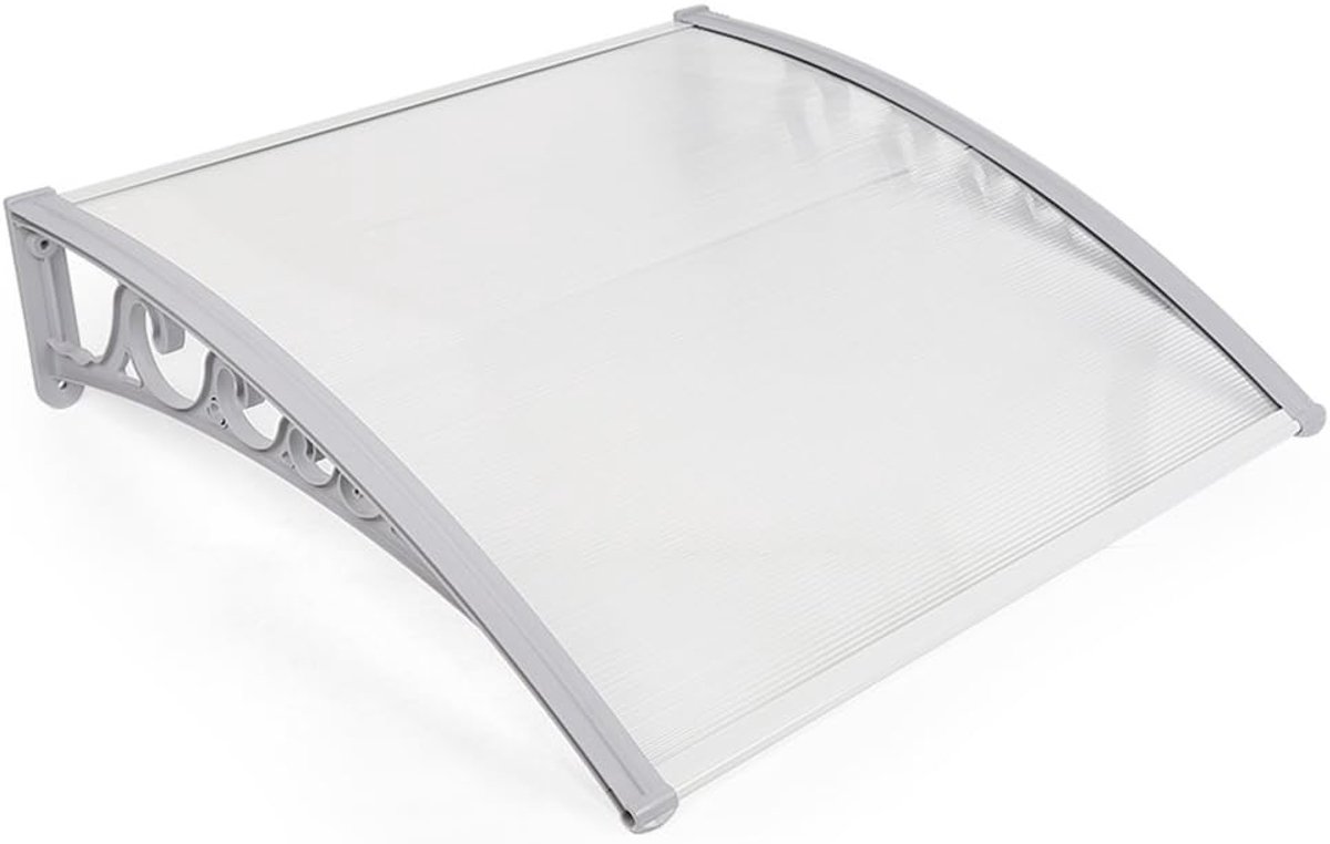 Voordeur, kunststof, aluminium, gebogen luifel, luifel, transparant, raamluifels (Wit, 60x100cm)