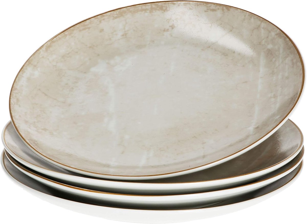 Well 4-delige Loft ontbijt-/dessert-/gebakbordjes industriële stijl I Ø 20,5 cm I Beige taartbord I Industriële betonlook I singles/paar
