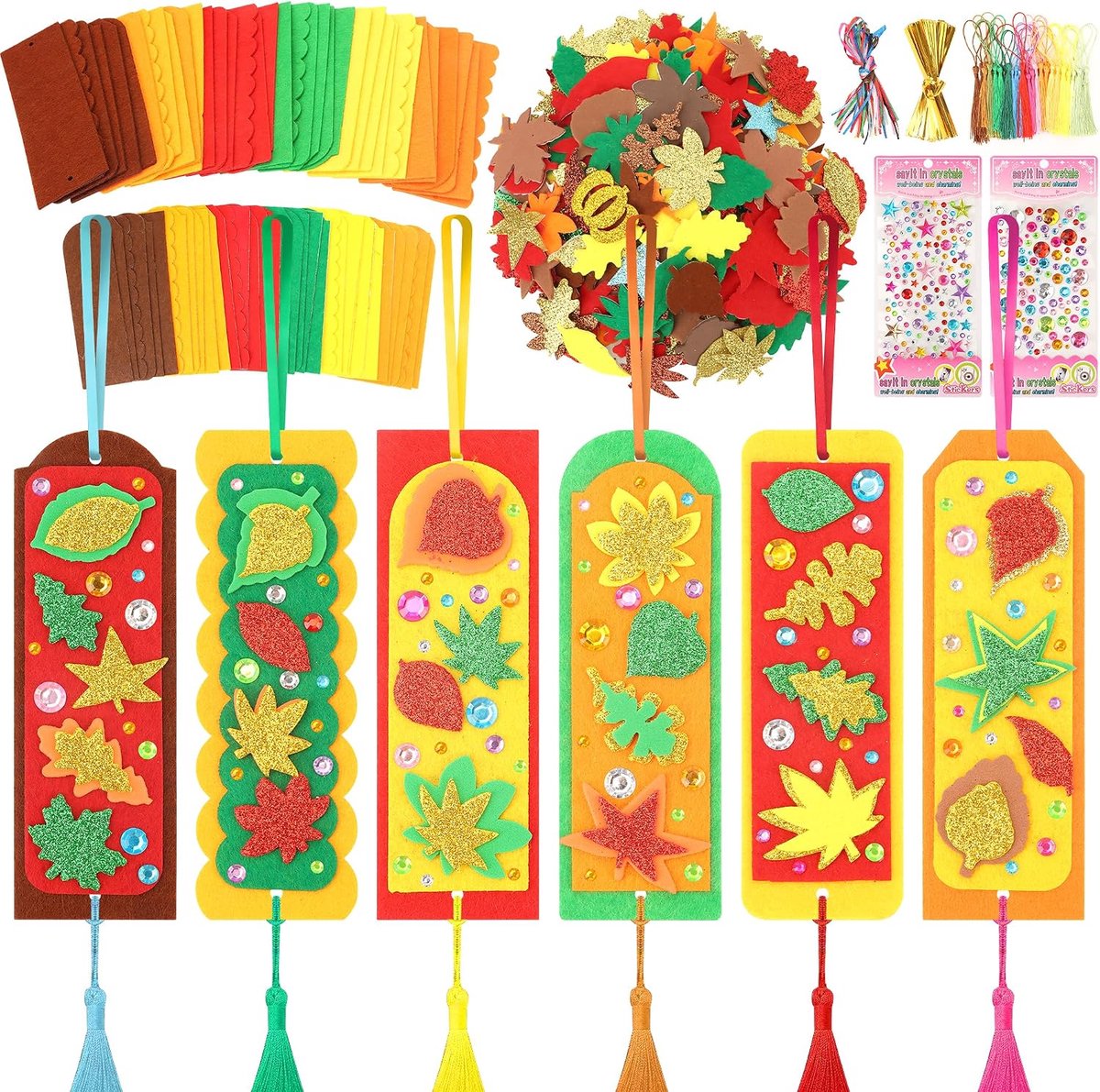 36 stuks herfstknutselset, herfstknutselen met kinderen, bladwijzer-knutselset voor kinderen, 4, 5, 6, 7, 8 jaar, doe-het-zelf herfstdecoratie voor kinderen, cadeaus voor meisjes en