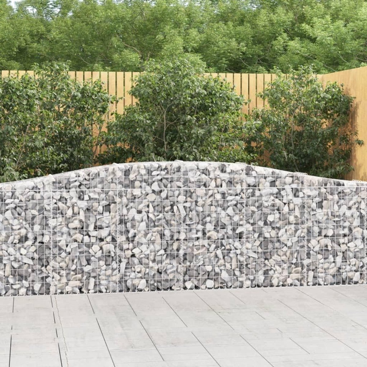 Schanskorven met hoge boog, 2 stuks, 400 x 30 x 80/100 cm, verzinkt ijzer voor tuinbarrière en inkijkbescherming, stabiele schanskorvenwand van corrosiebestendig materiaal, decoratief