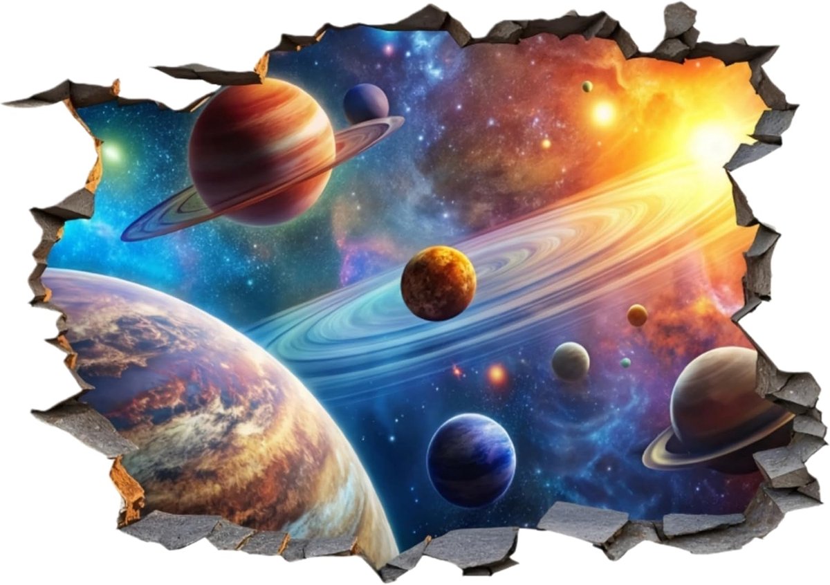 3D-stickers voor ruimteplaneet van 5,5 inch, duurzame vinylstickers, autostickers, bumperstickers, stickers voor voertuigen voor auto's, motorfietsen, laptops en koffers, glanzende