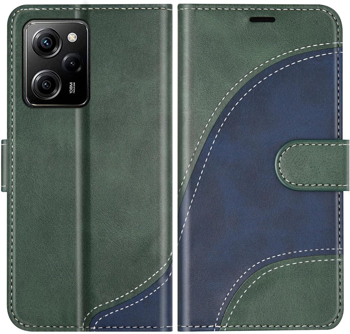 Hoesje voor Xiaomi Poco X5 Pro 5G / Redmi Note 12 Pro 5G, PU Lederen Bookcase Portemonnee Beschermhoes Telefoonhoesjes, Flip Case Beschermhoesje voor Xiaomi Poco X5 Pro 5G, Groen