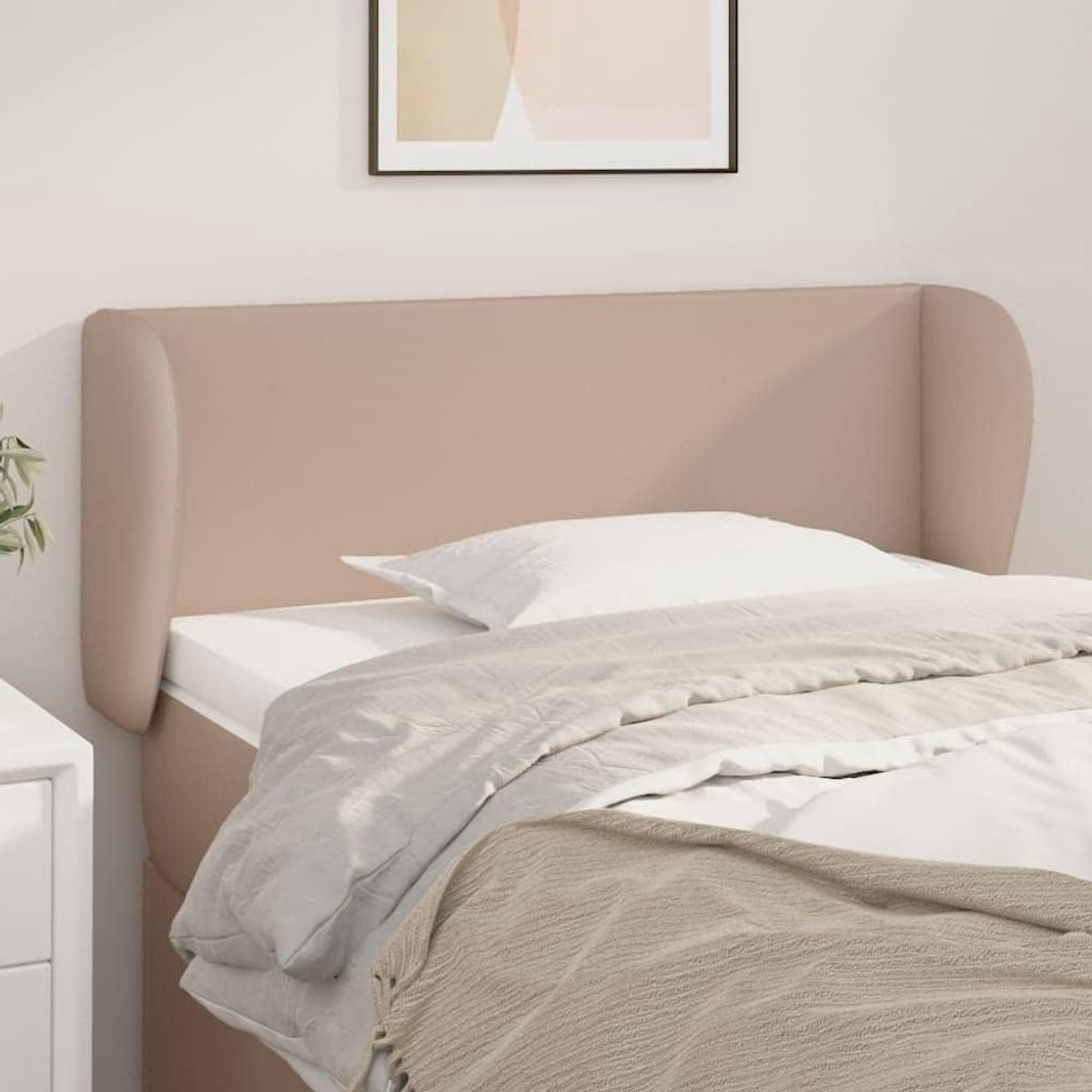 Hoofdbord met oren, cappuccino-bruin, 83 x 23 x 78/88 cm, kunstleer, in hoogte verstelbaar hoofdeinde met oren voor stijlvolle look, duurzaam kunstleer, robuuste houten poten,