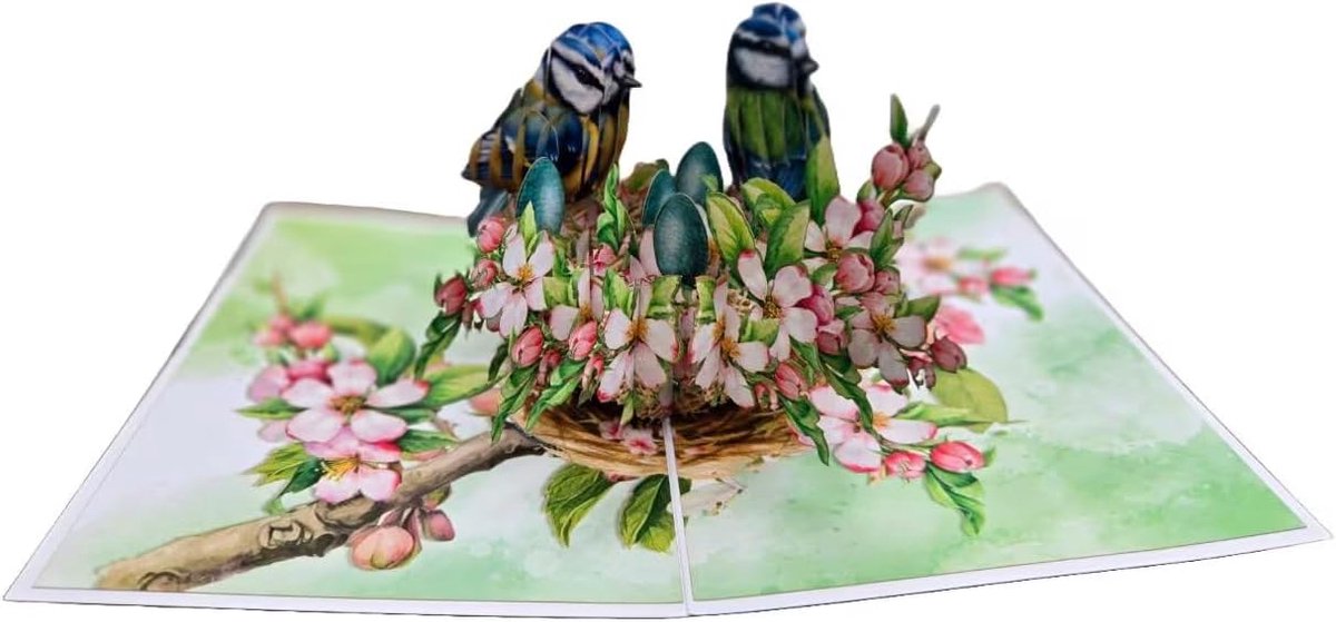 3D pop-up paaskaart Vrolijk Pasen - inclusief cadeauenvelop - wenskaart - paasgroeten - Pasen - Vrolijk Pasen - Paasvogels