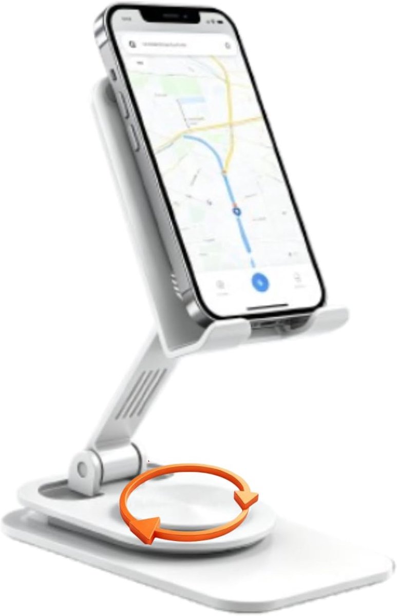 Telefoonstandaard, Opvouwbare Telefoonstandaard Voor Bureau 360 ° Rotatie In Hoogte Verstelbare Mobiele Telefoonhouder Draagbare Bureauaccessoires Voor Telefoontablet(Wit)