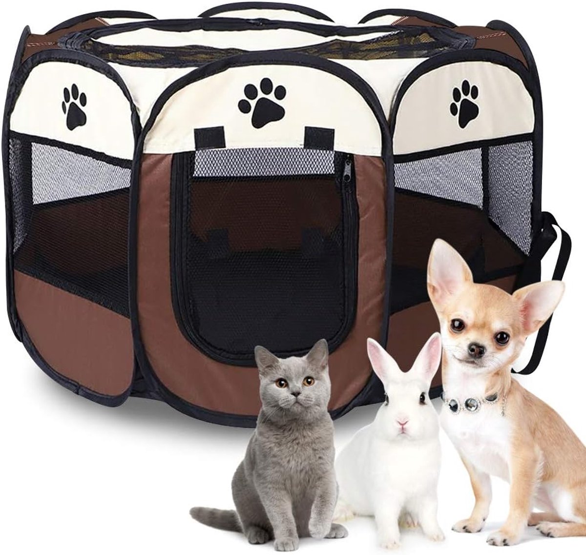 Puppyloophok voor honden, konijnen, cavia's en katten, binnen of buiten, 81 x 45 cm