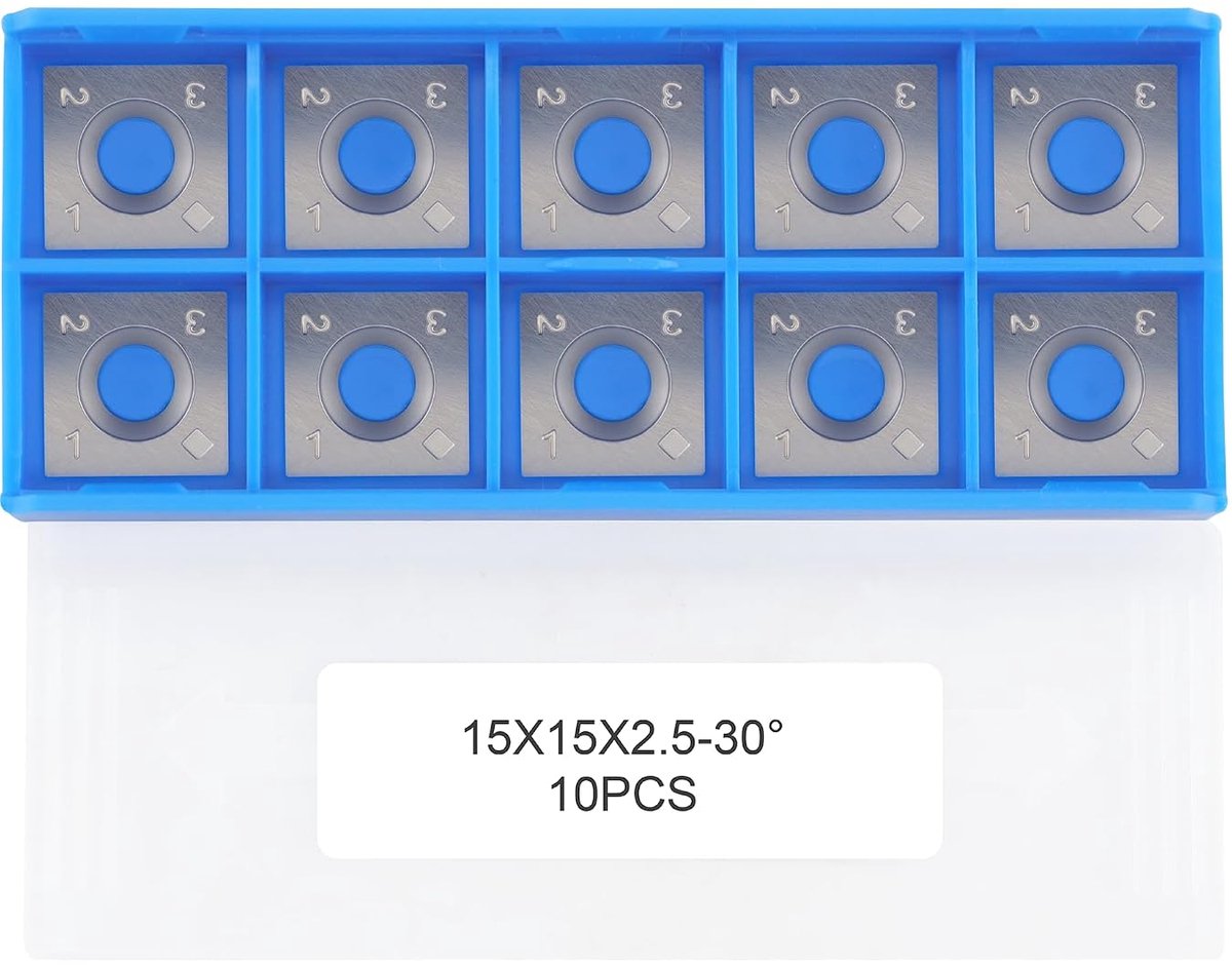 Draaien Gereedschap Carbide Getipt 15x15x2,5 Mm Vierkante Carbide Cutter Inserts Voor draaibeitels en Houtbewerking Draaibank Tool, 10 stks