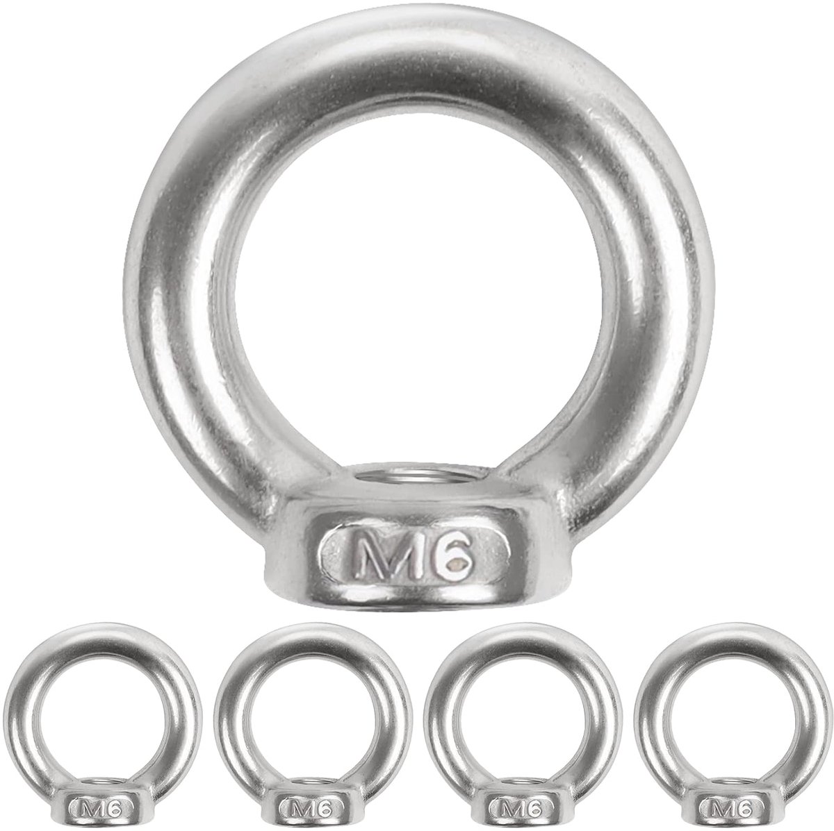 Ringmoeren M6, Leryati 304 roestvrij staal schroefdraad oogmoeren, ringbouten voor het bevestigen van hangende ornamenten, bloempotten, schommelstandaard enz.