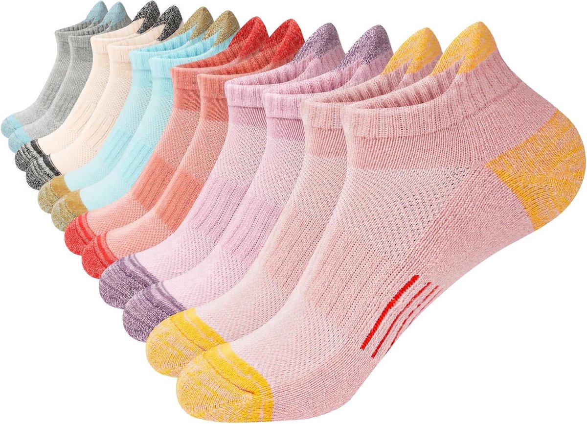 Sokken, sportsokken, sneakersokken, hardloopsokken, ademend, korte enkelsokken van katoen, L