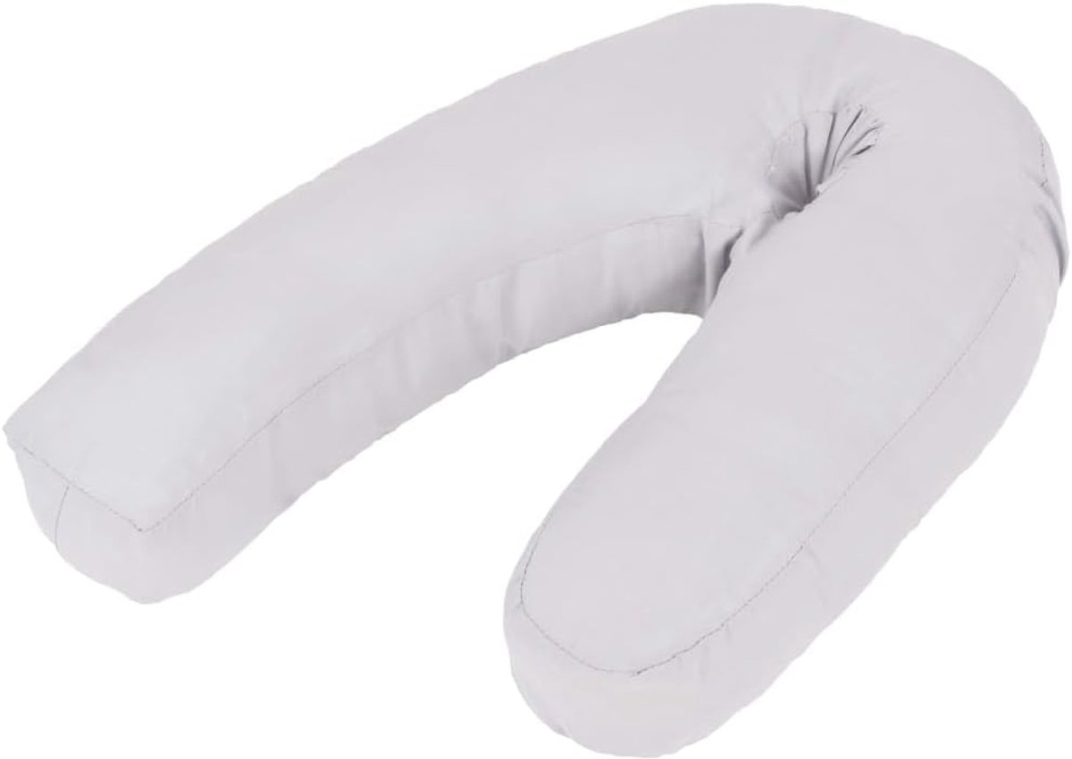 Zwangerschapskussen, J-vormig met afneembare overtrek, zijslaapkussen voor nek, rug en buik, microvezel, grijs, 54 x (36-43) cm