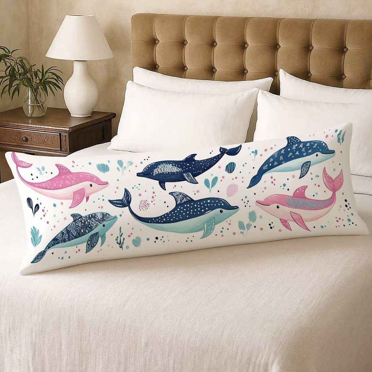 Zijslaapkussen, 50 x 150 cm, dier, lang kussen om op de zijkant te slapen, nekkussen, zacht fluweel, lendenkussen voor woonkamer, slaapkamer, bank, bed, U00-594