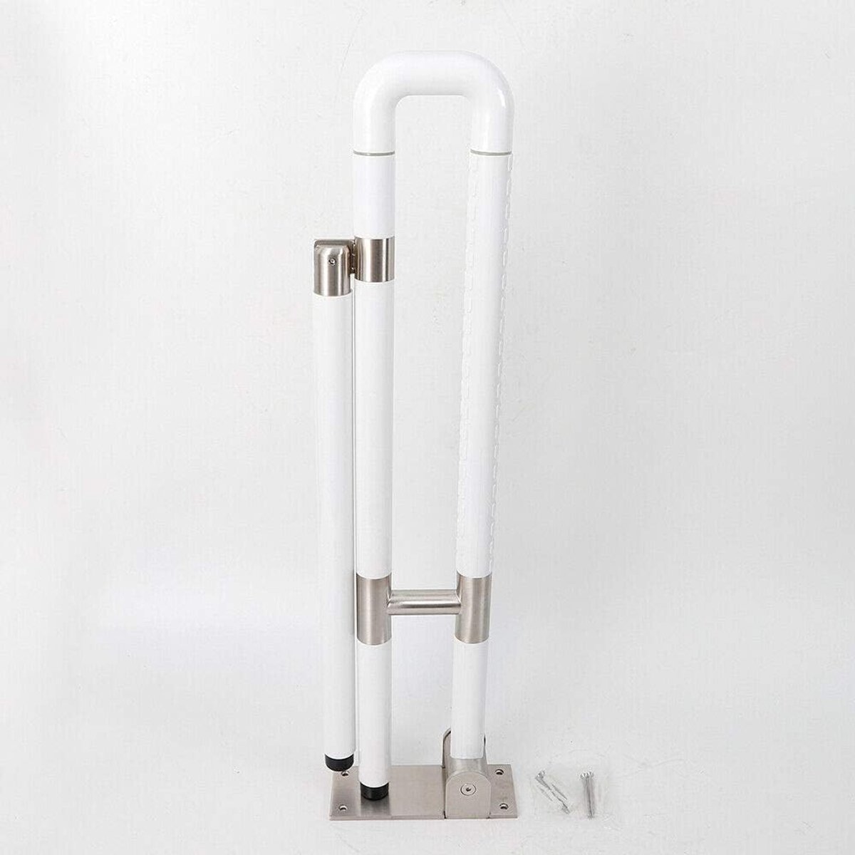 Steunhulp, douche, wc-greep, opstahulp, toiletsteungreep, klapgreep, veiligheid, antislip, wandmontage (75 cm, wit)