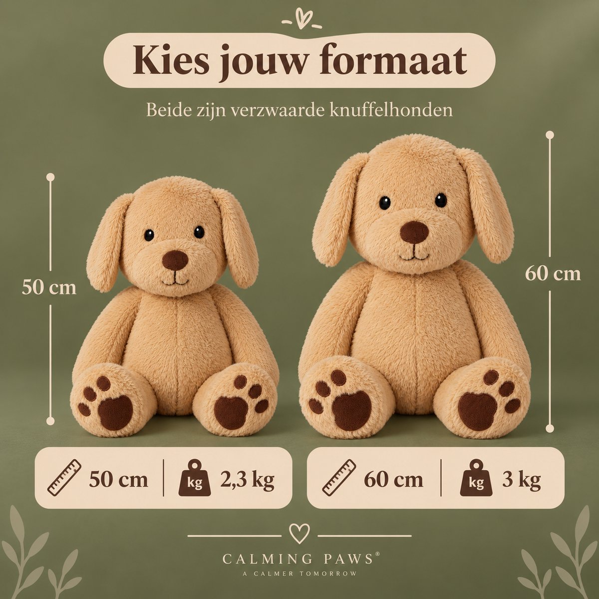 Calming Paws® Verzwaringsknuffel Volwassenen - Hond 60 cm / 3,6 kg - Verzwaarde Knuffel - Zware Knuffel - Slaapknuffel — afbeelding 9