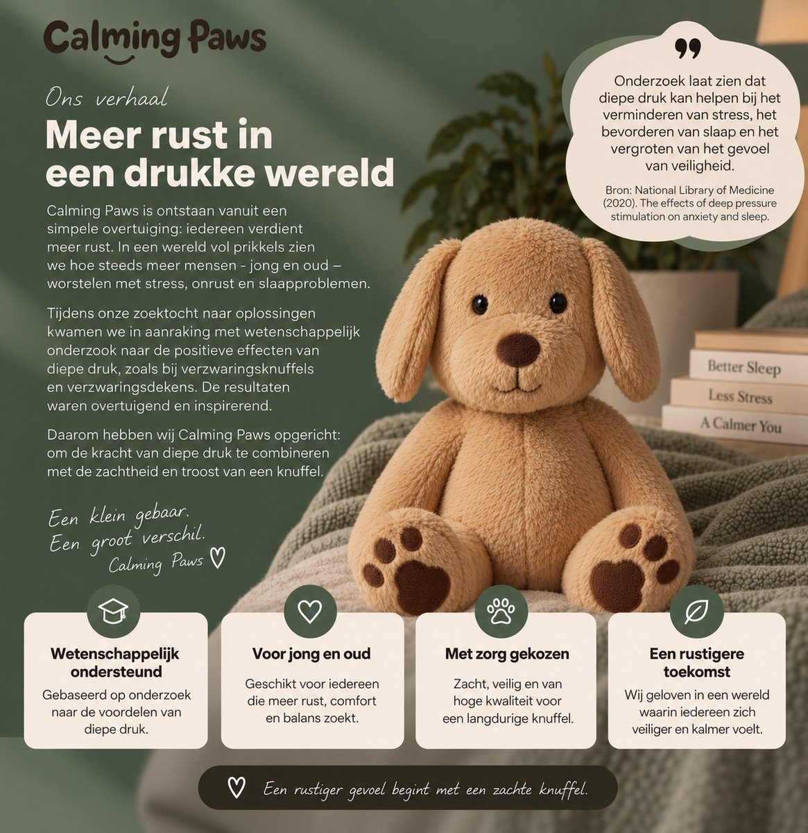 Calming Paws® Verzwaringsknuffel Volwassenen - Hond 60 cm / 3,6 kg - Verzwaarde Knuffel - Zware Knuffel - Slaapknuffel — afbeelding 2