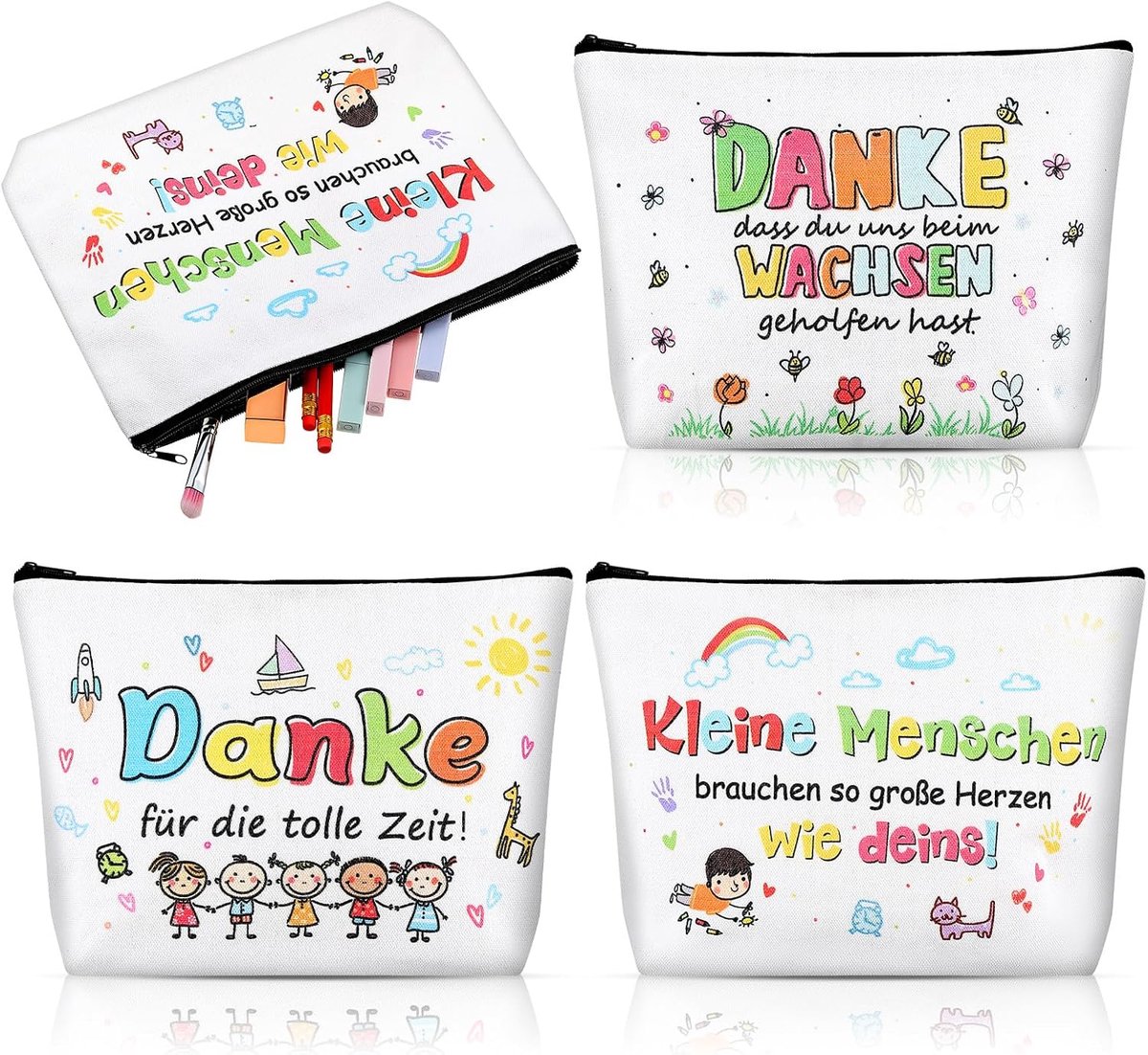 afscheidscadeau 3 canvas make-up tassen Thanksgiving woorden leraar wit etui met ritssluiting voor leraren Thanksgiving cadeau voor leraren leraren
