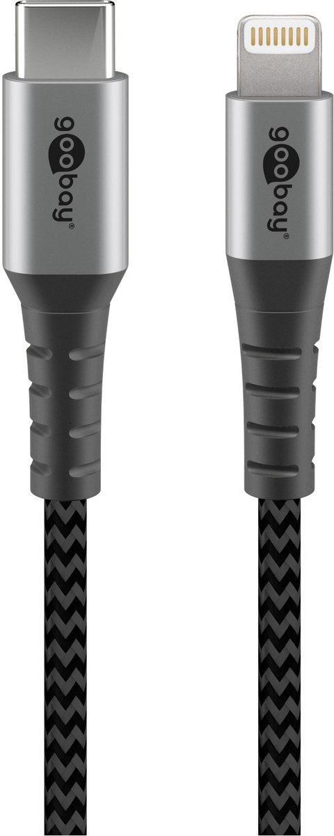 Goobay Lightning USB-C textiel kabel met metalen connectoren, 2 m