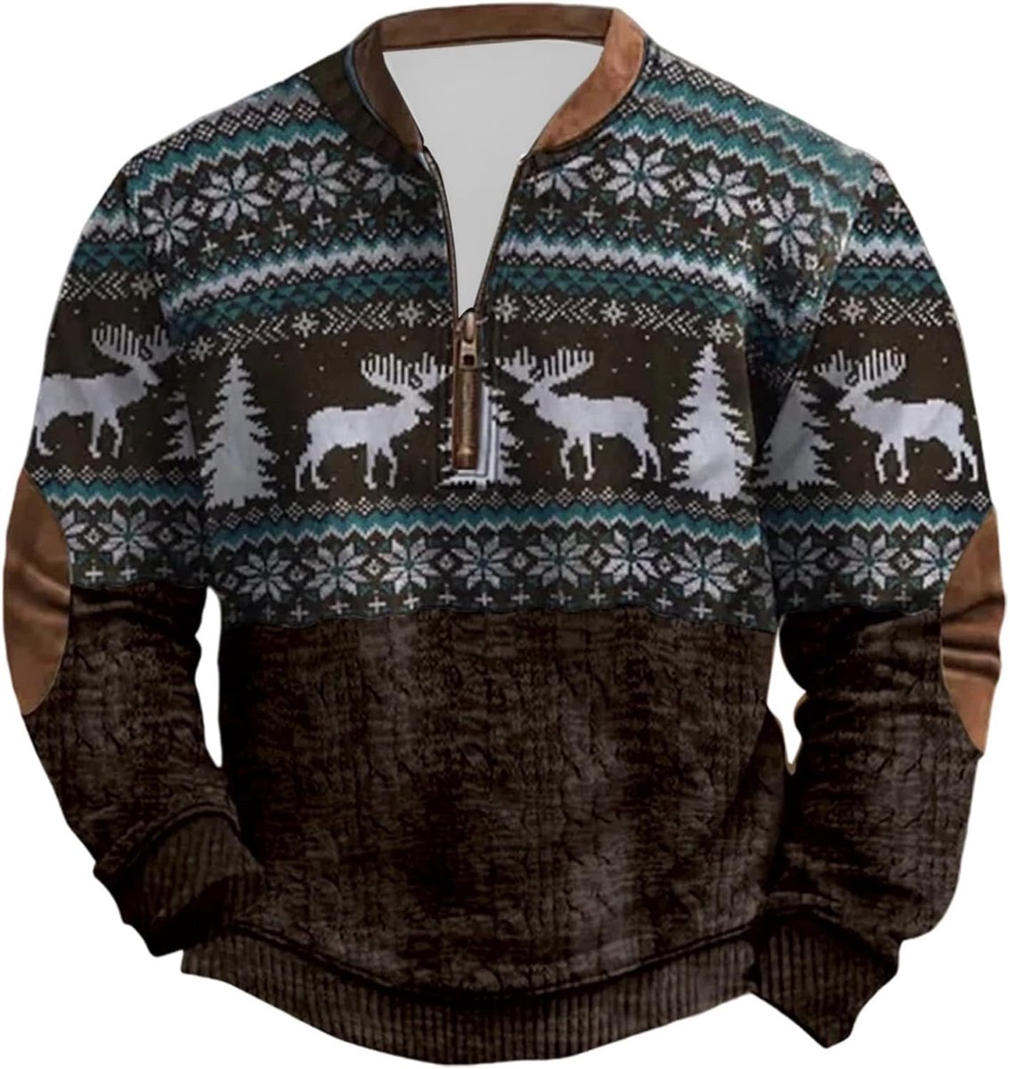 Trui met ritssluiting zonder capuchon, lange mouwen, ronde hals, thermische voering, zacht en warm fleece, modieus kledingstuk voor de winter, casual, sportief en outdoor.