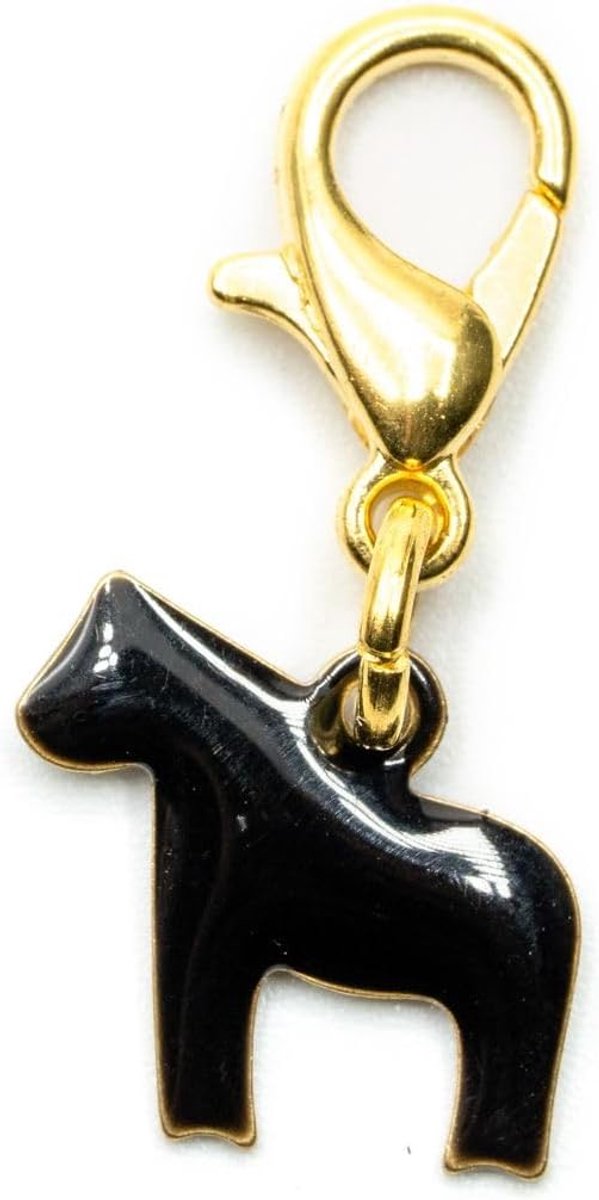 Paardenbedel Dier Ezel Pony Dala Groen Geëmailleerd Zwart - Handgemaakte Fasion Sieraden - Hanger Rits Pull, 13mm, metaal geëmailleerd, niet bekend