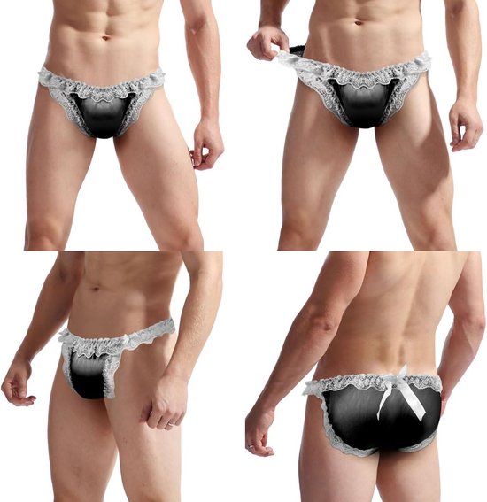 Tanga van satijn, kant voor heren, sexy ondergoed, string slips, ondergoed voor heren — afbeelding 2