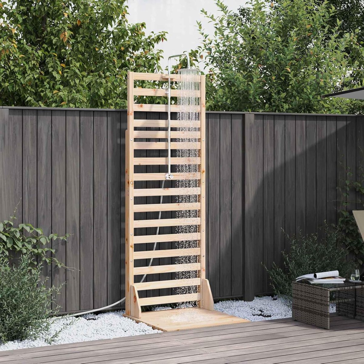 Grenen roestvrij staal tuindouche verstelbaar 225 cm