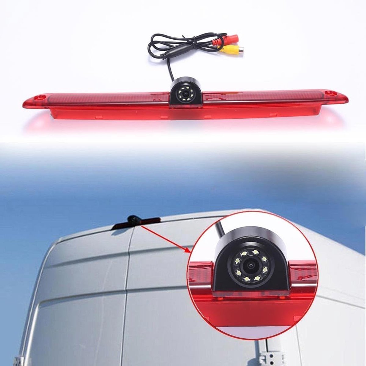 Achteruitrijsysteem met achteruitrijcamera in 3e remlicht remlicht geschikt voor Transporter Mercedes Sprinter W609 W907 W910 Viano Transit Ducato VW Crafter Master Brake lamp