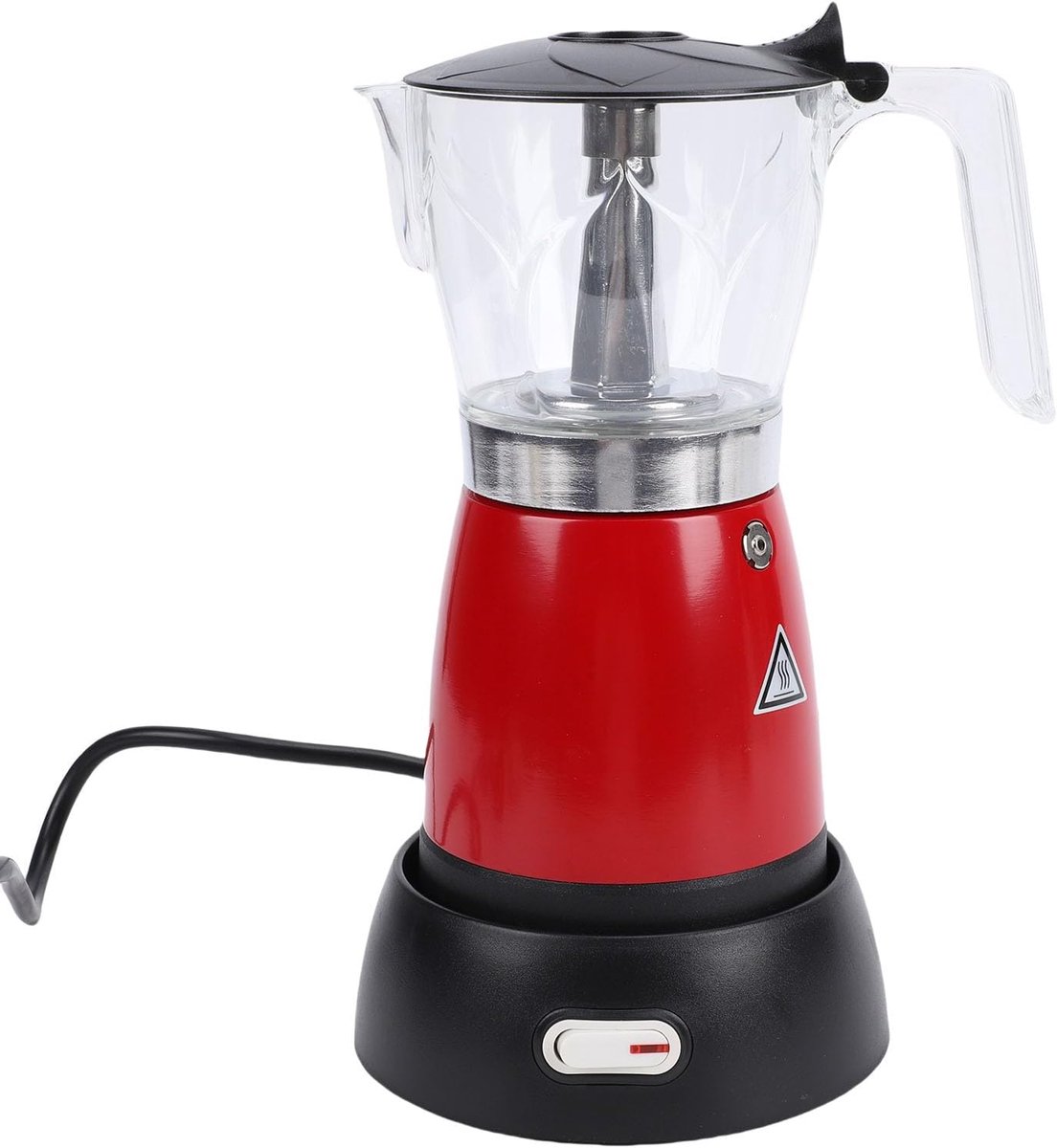 Koffiezetapparaat, 480 W Aluminium 6-kops Elektrische Italiaanse Koffiepot met Afneembare Bodem, Veilige Isolatie en Transparant Ontwerp, Capaciteit van 300 Ml, Ideaal voor
