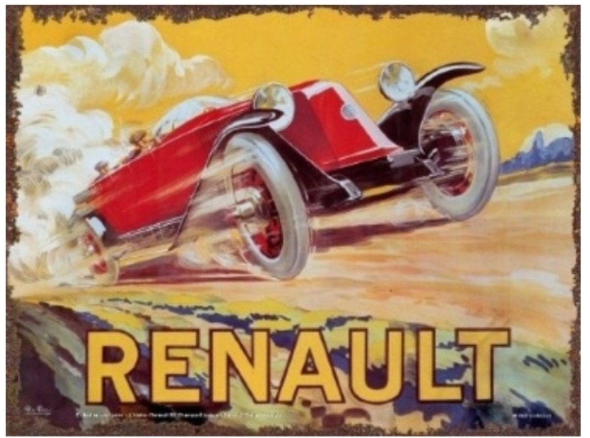 Postcard Metal Renault Aquarelle 10 x 14 cm 15071CP