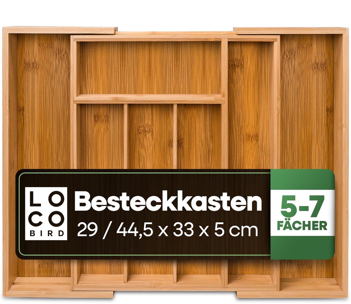 Famanu – Bestekbak voor laden, 5 tot 7 vakken, uittrekbare bamboe besteklade voor laden, verstelbare bestekorganizer, keuken, hout, lade-inzet voor keuken, bestek organizer
