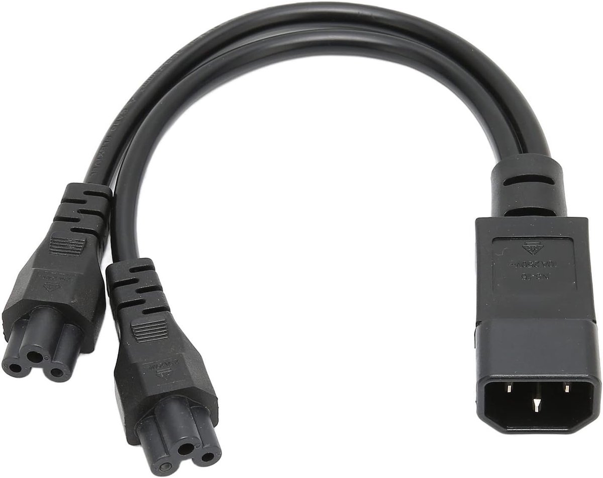 Splitter stroomstekker kabel - 10A 250V - IEC320 C14 naar dual IEC320 C5 - voor laptopadapter - desk lamp