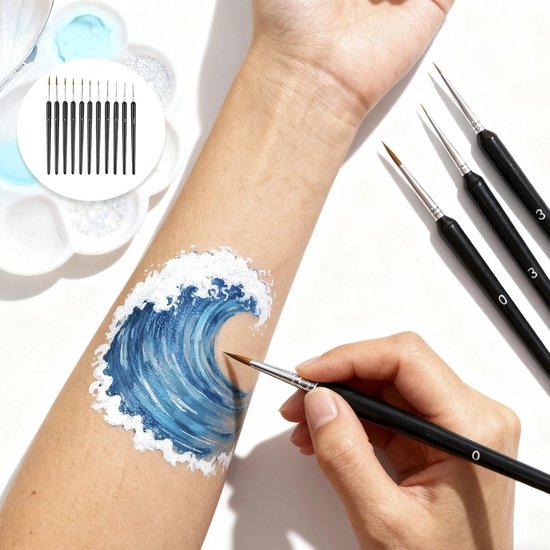 Penselen Set 11 Stuks, Detailpenselen voor Acrylverf, Aquarel, Lak en Modelbouw, Dunne Verfkwasten voor Miniaturen, Canvas, Nail Art en Precisiewerk — afbeelding 5