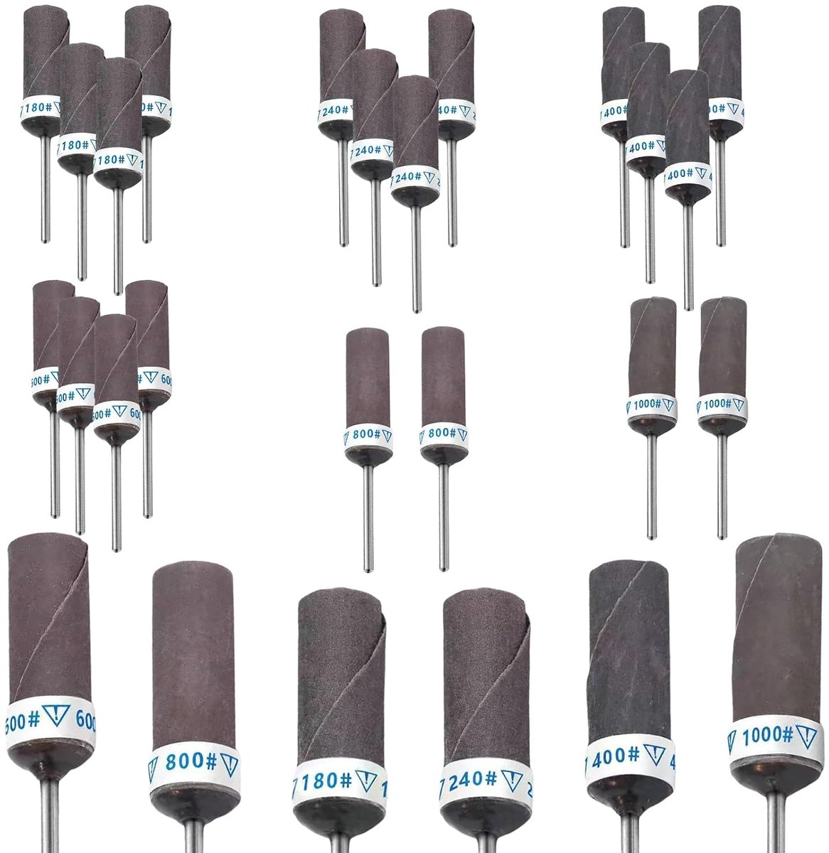 Hulzen voor Dremel rotatiegereedschap, 180/240/600/1000/1500/2000 korrel schuurhulzen, schuuropzetstukken met 3 mm schacht, schuurrolset voor slijpen, polijsten, metaal, glas, hout