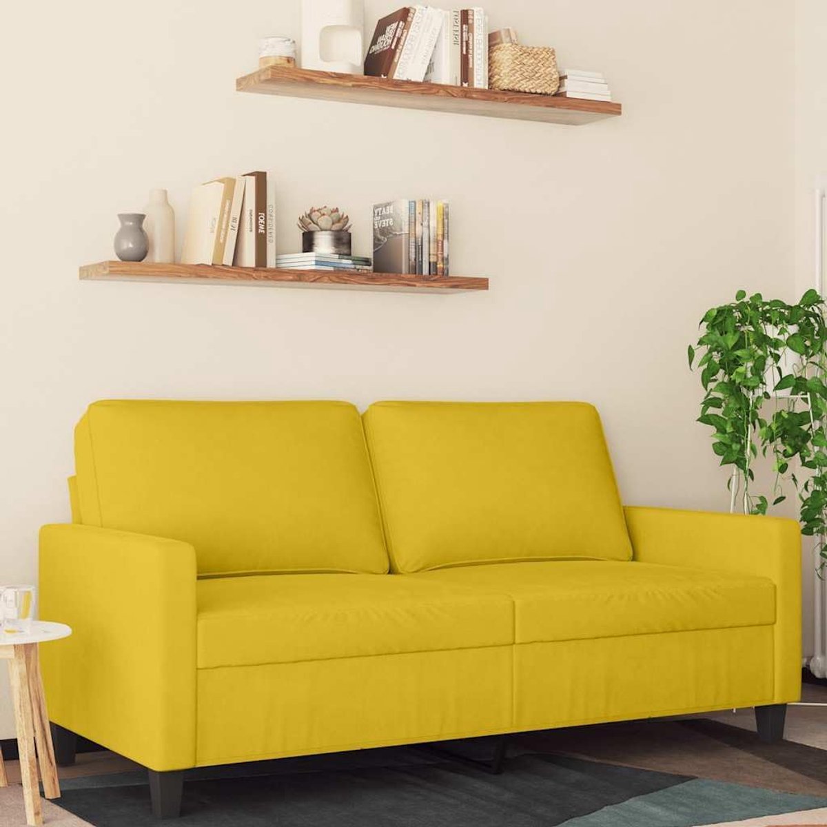 2-zitsbank, geel, 140 cm, fluweel, comfortabel gestoffeerde meubels met metalen frame, voor woonkamer