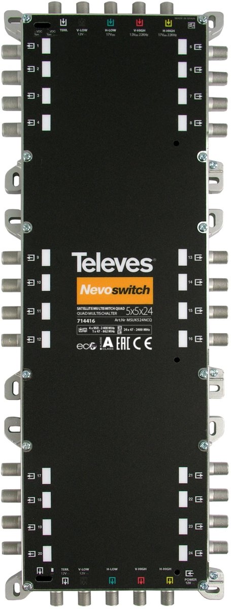 Televes Nevoswitch TS714416 QUAD - 5x5x24 - met regelbare uitgangen