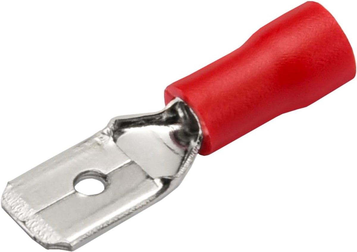 Snelle loskoppelingen 6,3 x 0,8mm - Vinyl geïsoleerd - Rood - Voor kabels 0,5-1,5mm2 (22-16 AWG) - 100 stuks