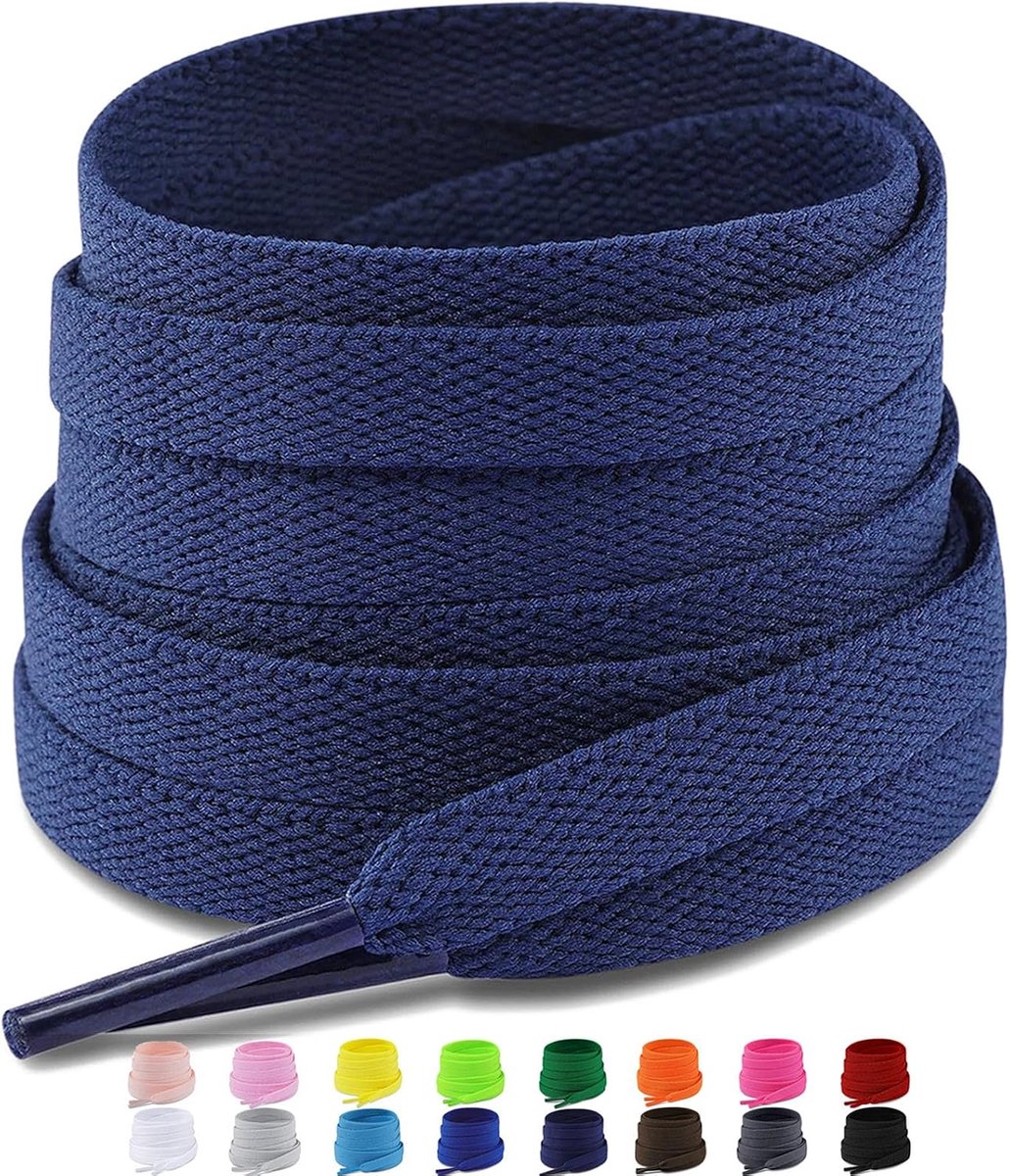 Schoenveters, 2 paar platte veters, scheurbestendig, 8 mm breed, vervangende veters voor sneakers, gymschoenen, sportschoenen