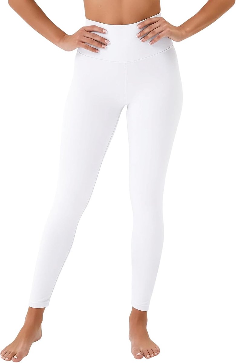 Leggings voor dames, hoge taille, ondoorzichtige sportlegging voor dames, buikweg, yogabroek, lang, boterzachte loopbroek en fitnessbroek, zwart-wit