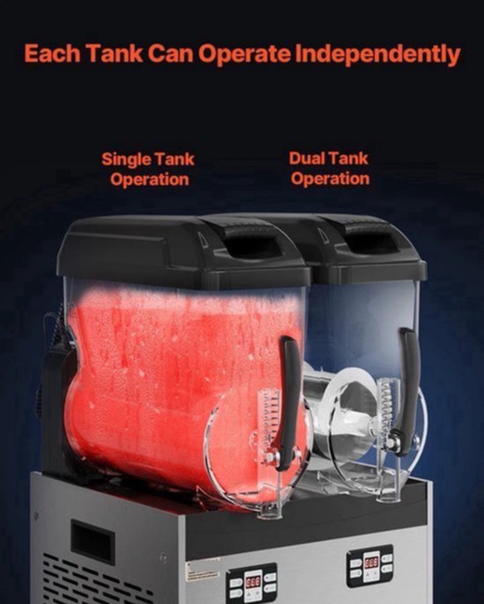 Slushy Machine – Slushmachine – IJsmachine – Frozen Drink Maker – Dubbele Tanks 1x4L – Instelbare Temperatuur