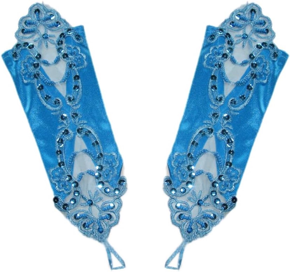 Handschoenen voor dames, elegante kanten satijnen handschoenen met pailletten, bruidshandschoenen, operahandschoenen, voor Halloween, banket, feest, bruiloft, eindexamenbal
