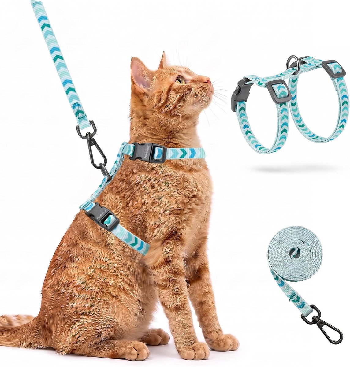 Kattenharnas met riem, anti-vliegen, mintgroen
