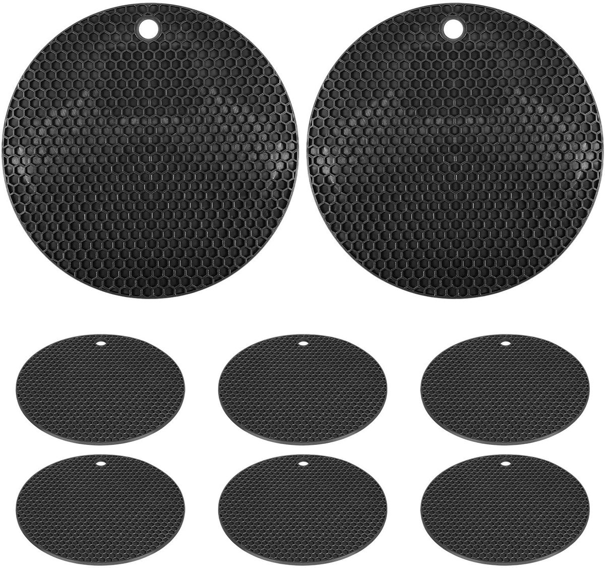 8 Stuks Delige Ronde Siliconen Hittebestendige Onderzetters Honingraatstructuur voor Veilige Grip Wateropvang Dikke Antislip Warmhoudmatten voor Dagelijks Gebruik in Keuken