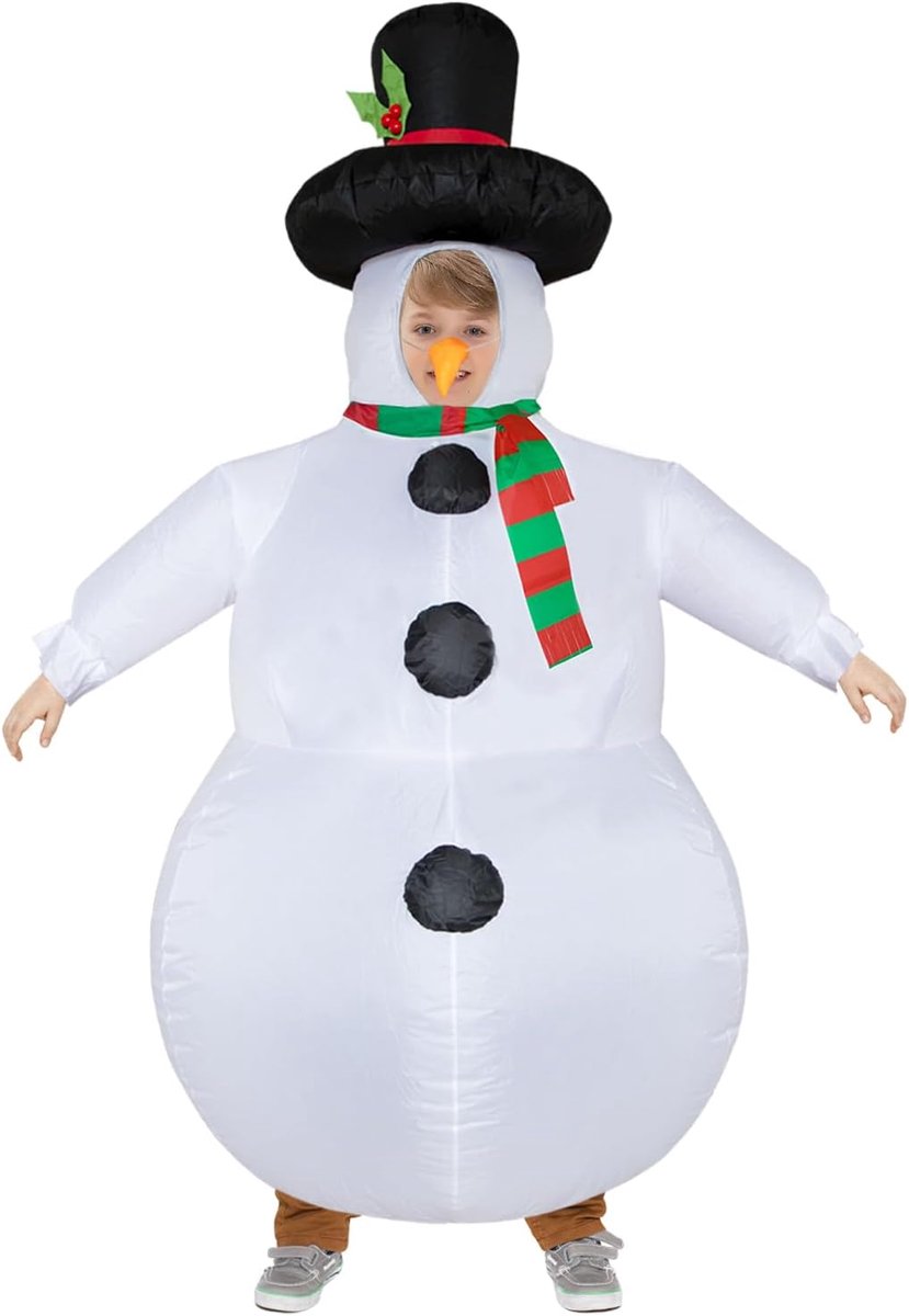 Opblaasbaar sneeuwmankostuum, kerstkostuum, grappige opblaasbare sneeuwmankostuums voor volwassenen en kinderen, cosplay, kostuumfeestkostuums