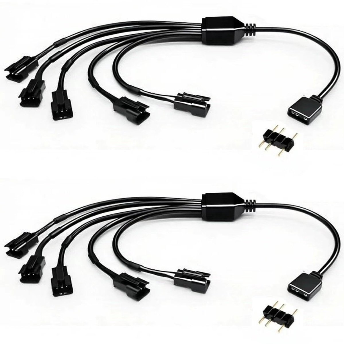 Splitterkabel 1 naar 5 ARGB - 5 V - 3-Pin Bus naar SM - 3-Pin Mannelijke Extensie - Voor RGB Fans en LED Strips