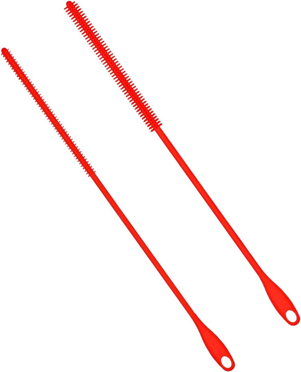 Siliconen Rietjesborstels 2pcs - 6mm+8mm Extra Lang - Buigbare Reinigingsborstel - Voor Glas en Metaal Rietjes